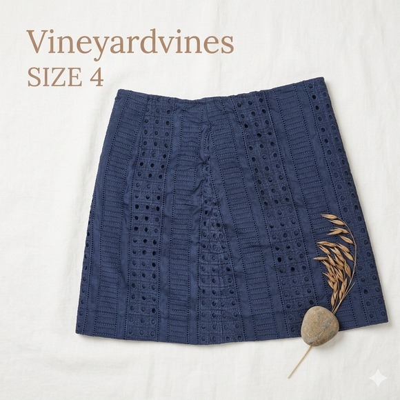 Vineyard Vines Dresses & Skirts - Vineyard Vines Navy Blue Eyelet Lace Mini Skirt Coquette Coastal Size 4